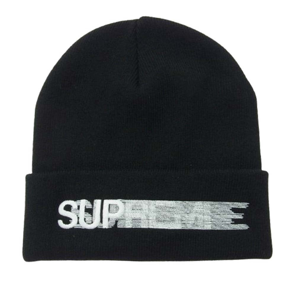 Supreme シュプリーム 23SS Motion Logo Beanie モーション ロゴ刺繍 ビーニー 帽子 ブラック系【中古】