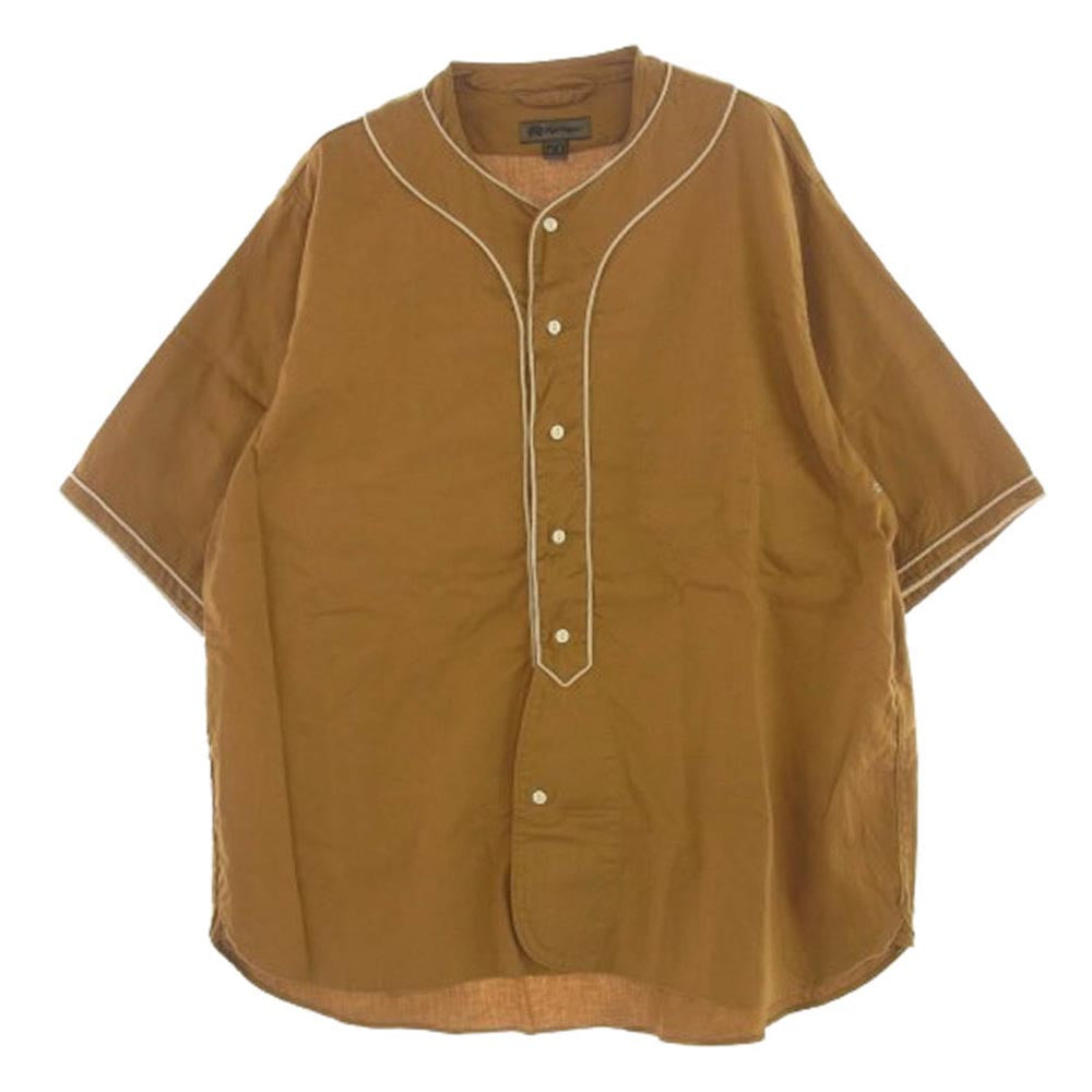 Nigel Cabourn ナイジェルケーボン BASEBALL SHIRT SHORT SLEEVE TYPE2 ベースボール 半袖 シャツ ライトブラウン系 50【美品】【中古】
