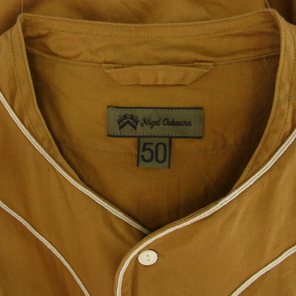 Nigel Cabourn ナイジェルケーボン BASEBALL SHIRT SHORT SLEEVE TYPE2 ベースボール 半袖 シャツ ライトブラウン系 50【美品】【中古】
