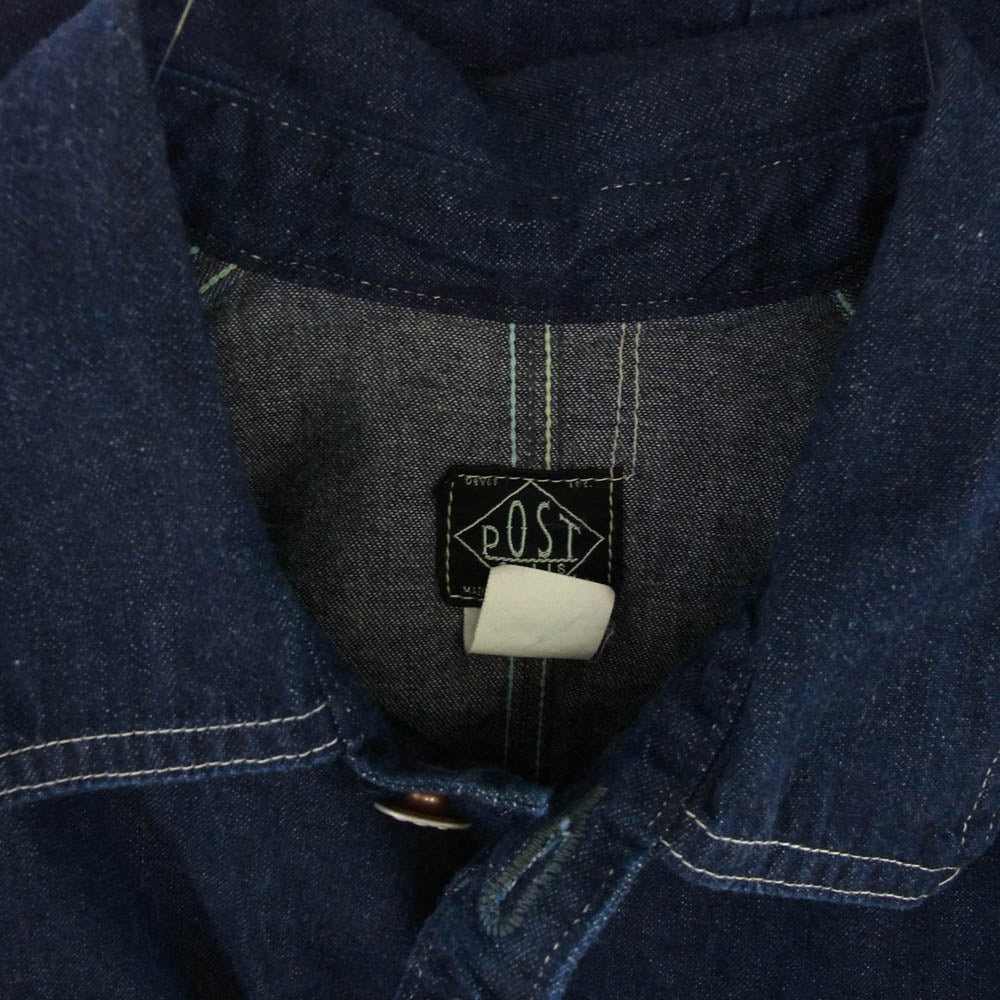 POST OVERALLS ポストオーバーオールズ 1102-8DI Engineers Jacket エンジニアーズ カバーオール デニム ジャケット インディゴブルー系 M【美品】【中古】