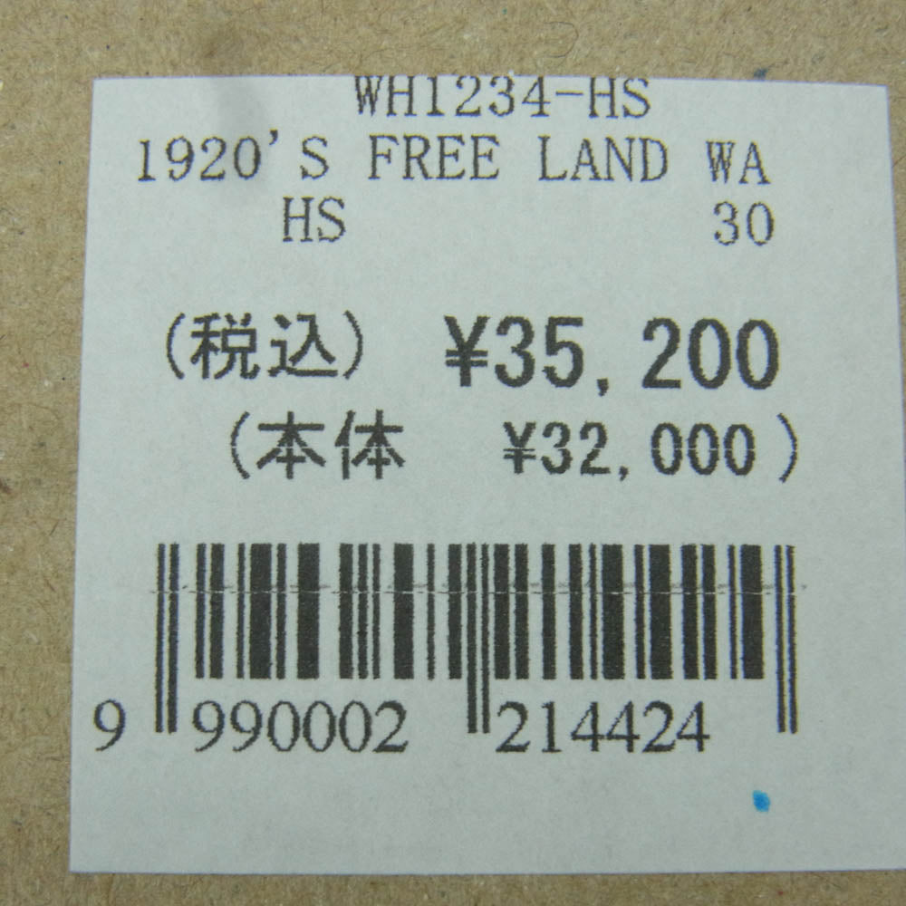 WAREHOUSE ウエアハウス Lot 1234 1920s FREE LAND WAIST OVERALL ヒッコリー ストライプ ワーク パンツ インディゴブルー系 ホワイト系 30【新古品】【未使用】【中古】