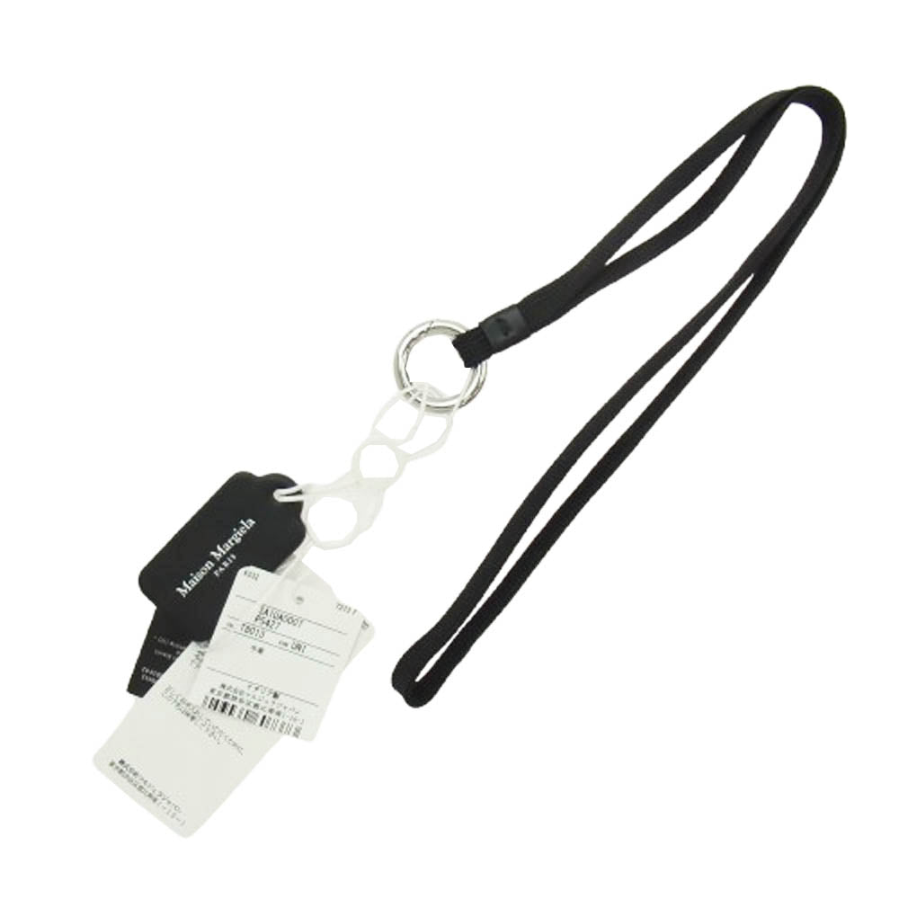 MAISON MARGIELA メゾンマルジェラ 24AW SA1UA0007 TAG KEY RING WITH LACE ネックストラップ キーホルダー キーリング ブラック系【極上美品】【中古】