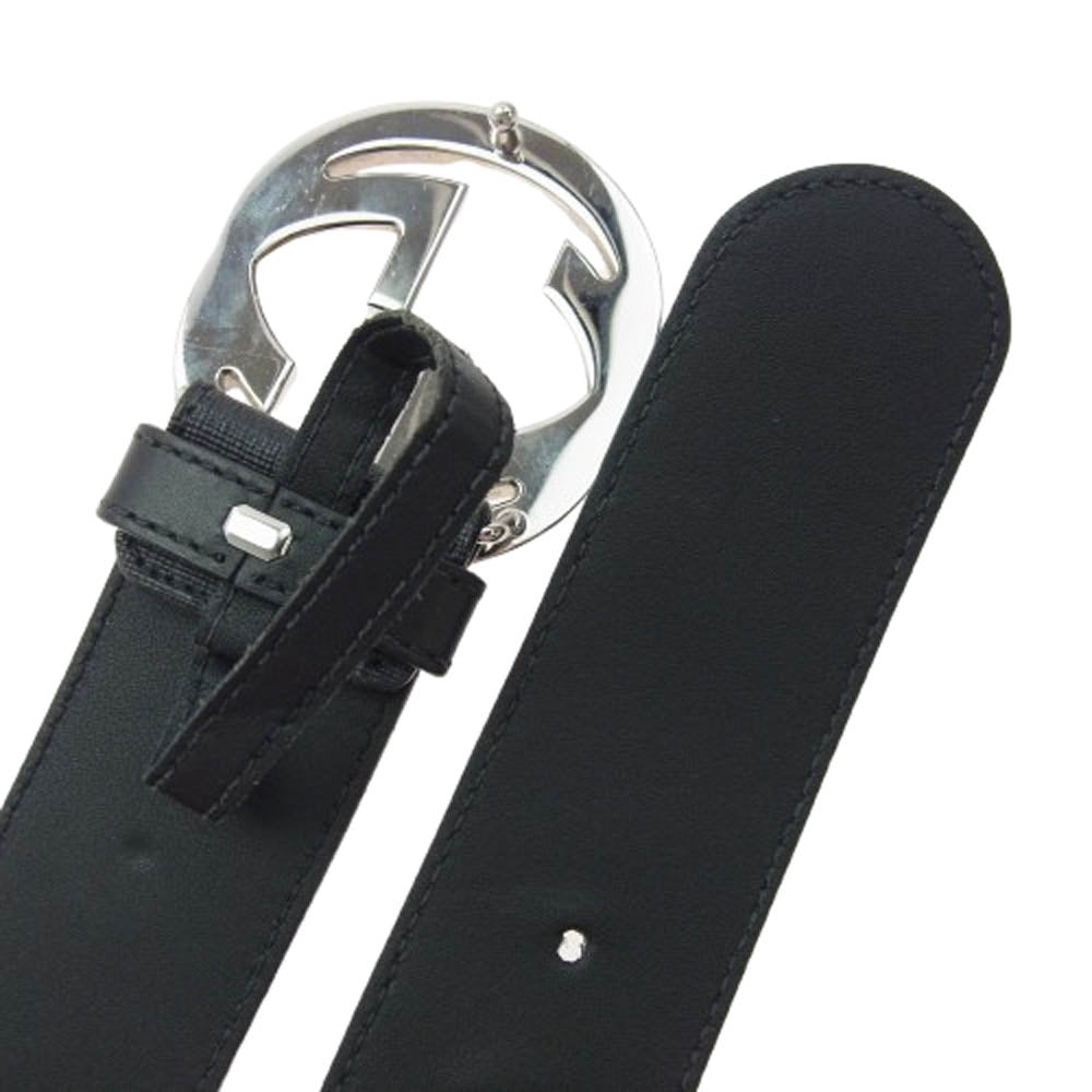GUCCI グッチ 411924 インターロッキング Gバックル レザーベルト ブラック系【中古】