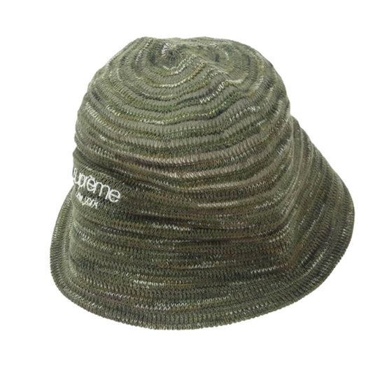 Supreme シュプリーム 25SS Open Knit Crusher オープン ニット クラッシャー バケットハット 帽子 カーキ系 M/L【極上美品】【中古】