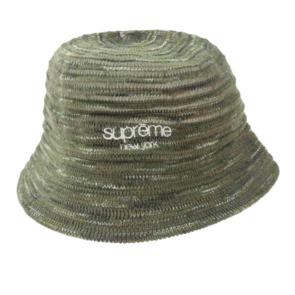 Supreme シュプリーム 25SS Open Knit Crusher オープン ニット クラッシャー バケットハット 帽子 カーキ系 M/L【極上美品】【中古】