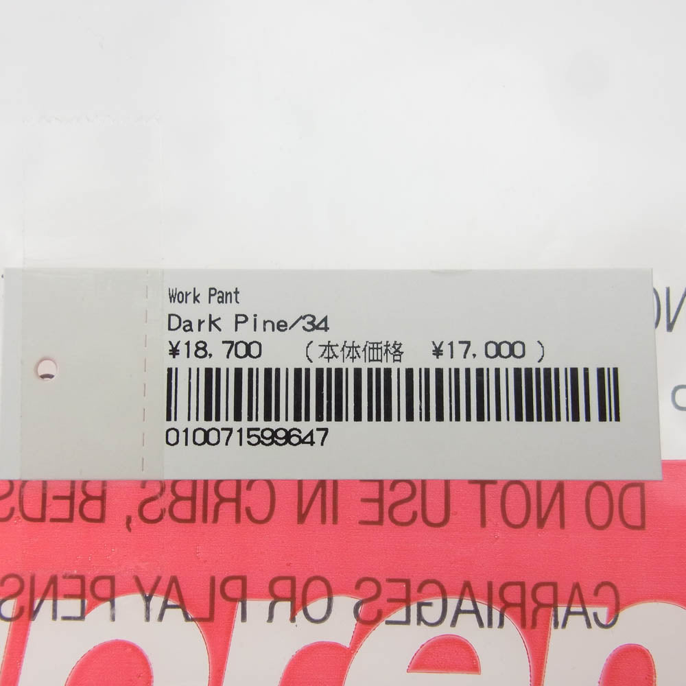 Supreme シュプリーム 22AW work Pant ワーク パンツ グリーン系 34【極上美品】【中古】