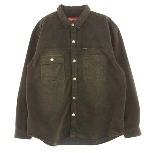 Supreme シュプリーム 25SS Washed Corduroy Shirt ウォッシュド コーデュロイ 長袖 シャツ ブラウン系 L【極上美品】【中古】
