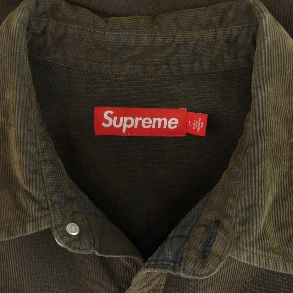 Supreme シュプリーム 25SS Washed Corduroy Shirt ウォッシュド コーデュロイ 長袖 シャツ ブラウン系 L【極上美品】【中古】