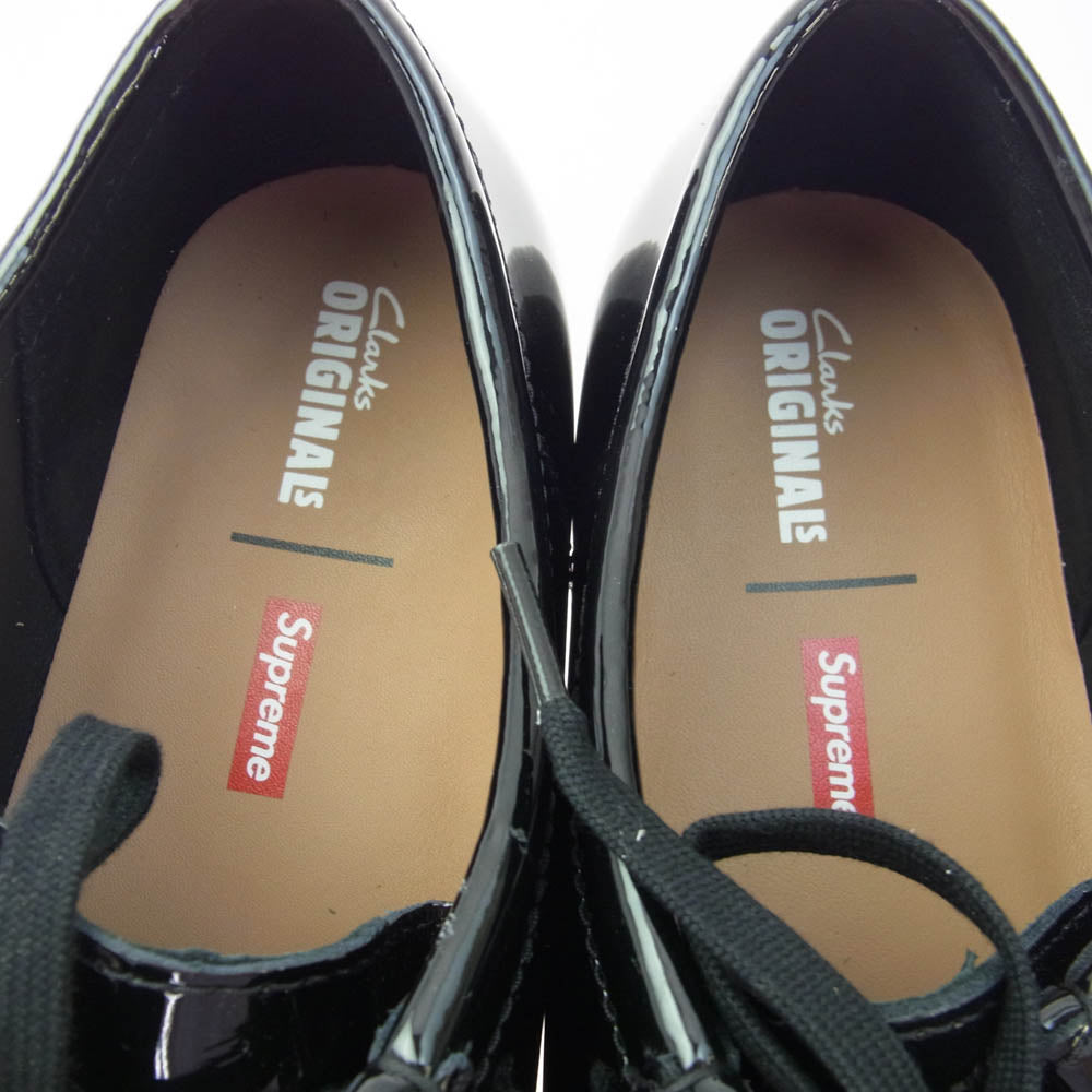 Supreme シュプリーム Clarks Originals Patent Leather Wallabee クラークス パテント レザー ワラビー シューズ ブラック系 UK10.5【極上美品】【中古】