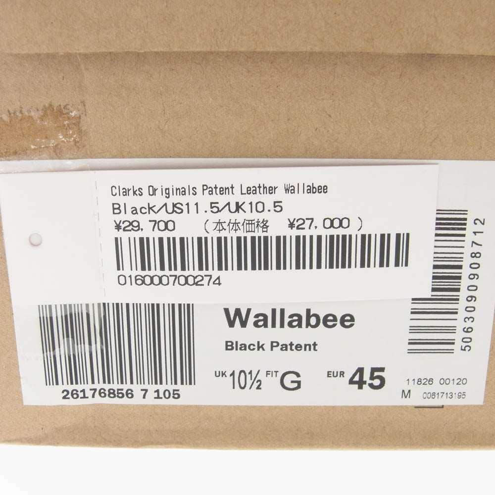 Supreme シュプリーム Clarks Originals Patent Leather Wallabee クラークス パテント レザー ワラビー シューズ ブラック系 UK10.5【極上美品】【中古】