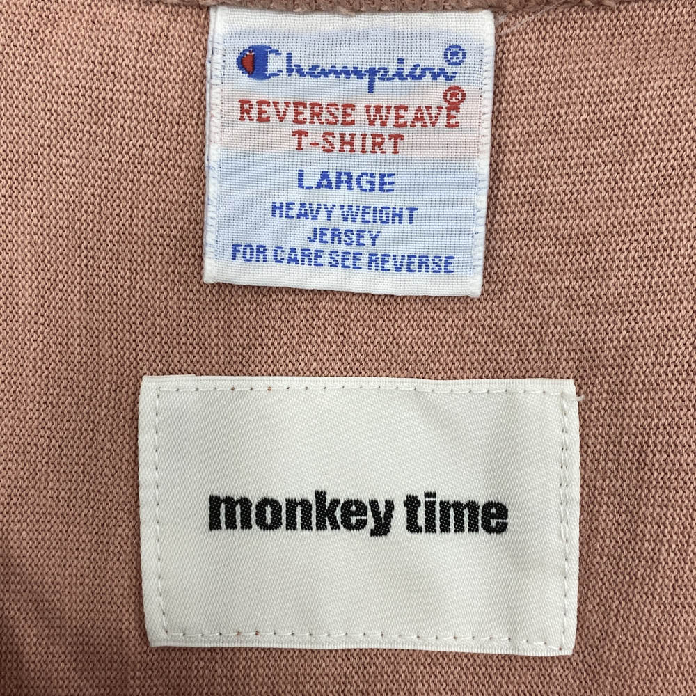 Champion チャンピオン C8-P327 monkey time モンキータイム別注 REVERSE WEAVE リバースウィーブ 半袖 クルーネック Tシャツ ピンク系 L【中古】