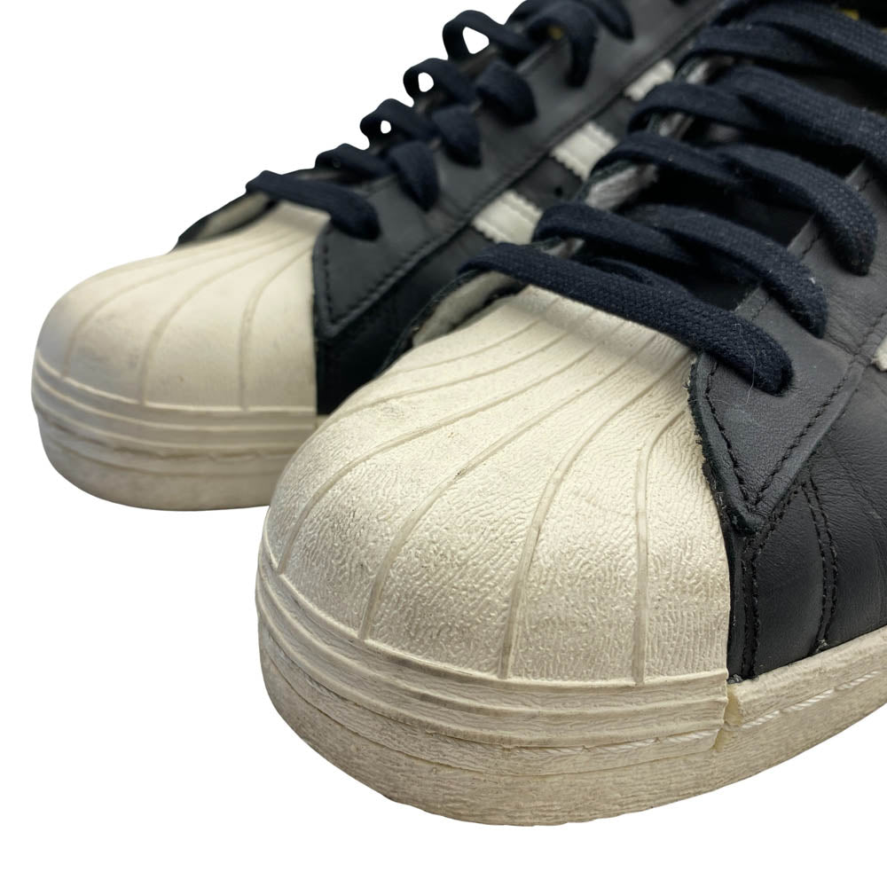 adidas アディダス SUPERSTAR 80s スーパースター 金ロゴ ローカット スニーカー ブラック系 28.5cm【中古】