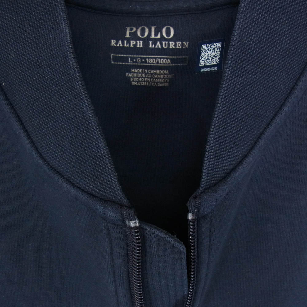 POLO RALPH LAUREN ポロ・ラルフローレン MA-1型 スウェット ジップ アップ ジャケット ネイビー系 L【中古】