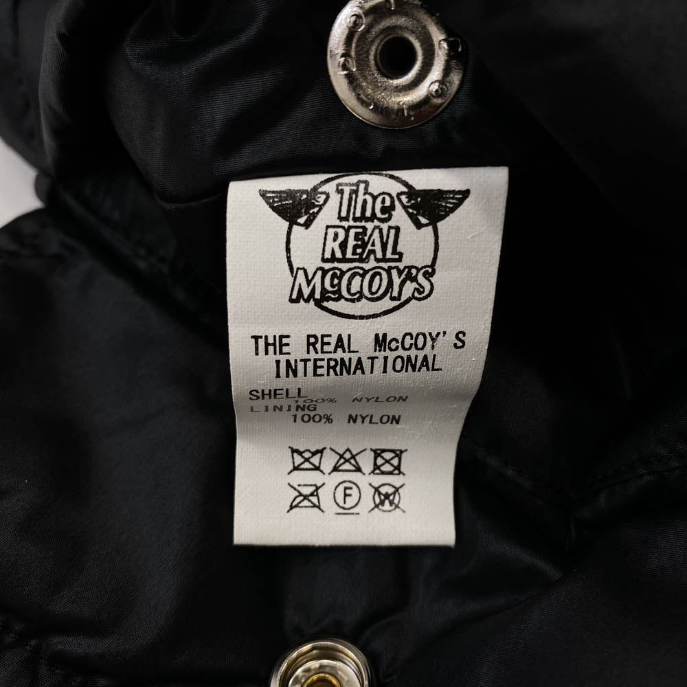 The REAL McCOY'S ザリアルマッコイズ BUCO ブコ ロゴ ワッペン 刺繍 ナイロン レーシング ジャケット ブラック系 M【美品】【中古】