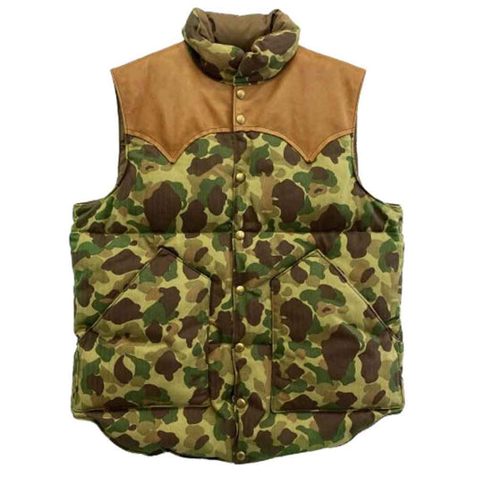 The REAL McCOY'S ザリアルマッコイズ JOE McCOY OUTDOORSMEN SPORTSWEAR レザー カモフラ 迷彩柄 ベスト マルチカラー系 M【美品】【中古】