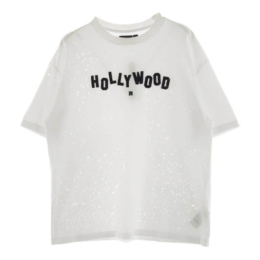 AMIRI アミリ AMJYTE1092 Hollywood Shotgun ハリウッド ショットガン風 ダメージ加工 半袖 Tシャツ ホワイト系 UK38【中古】