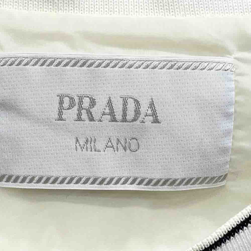 PRADA プラダ 22SS UJN790 S221 10D3 ロゴプレート付き ナイロンポケット クルーネック 半袖 Tシャツ ホワイト系 S【中古】