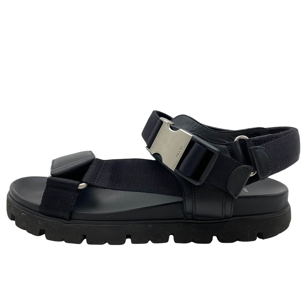 PRADA プラダ 2X3055 アンクル ストラップ サンダル ブラック系 8.5【中古】