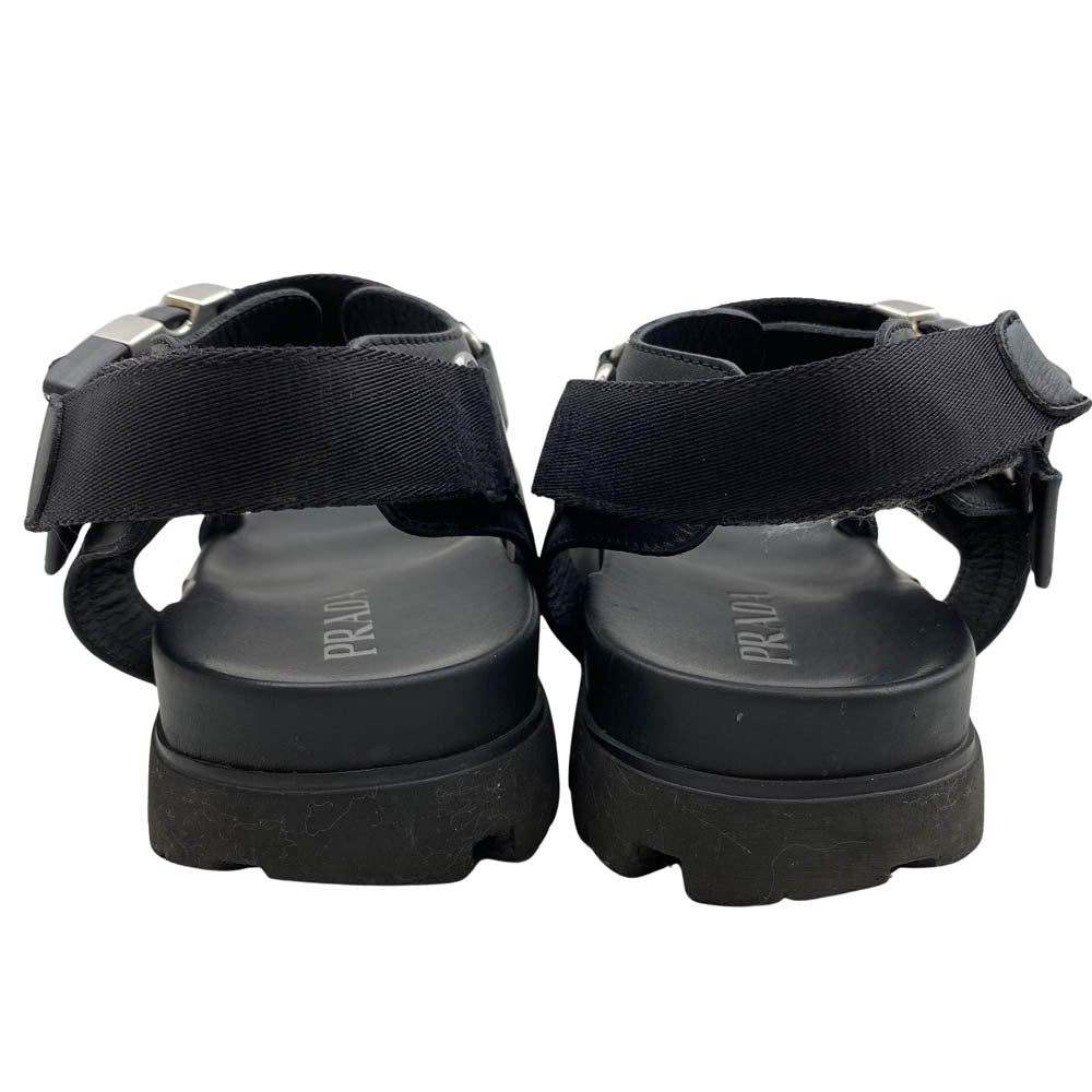 PRADA プラダ 2X3055 アンクル ストラップ サンダル ブラック系 8.5【中古】
