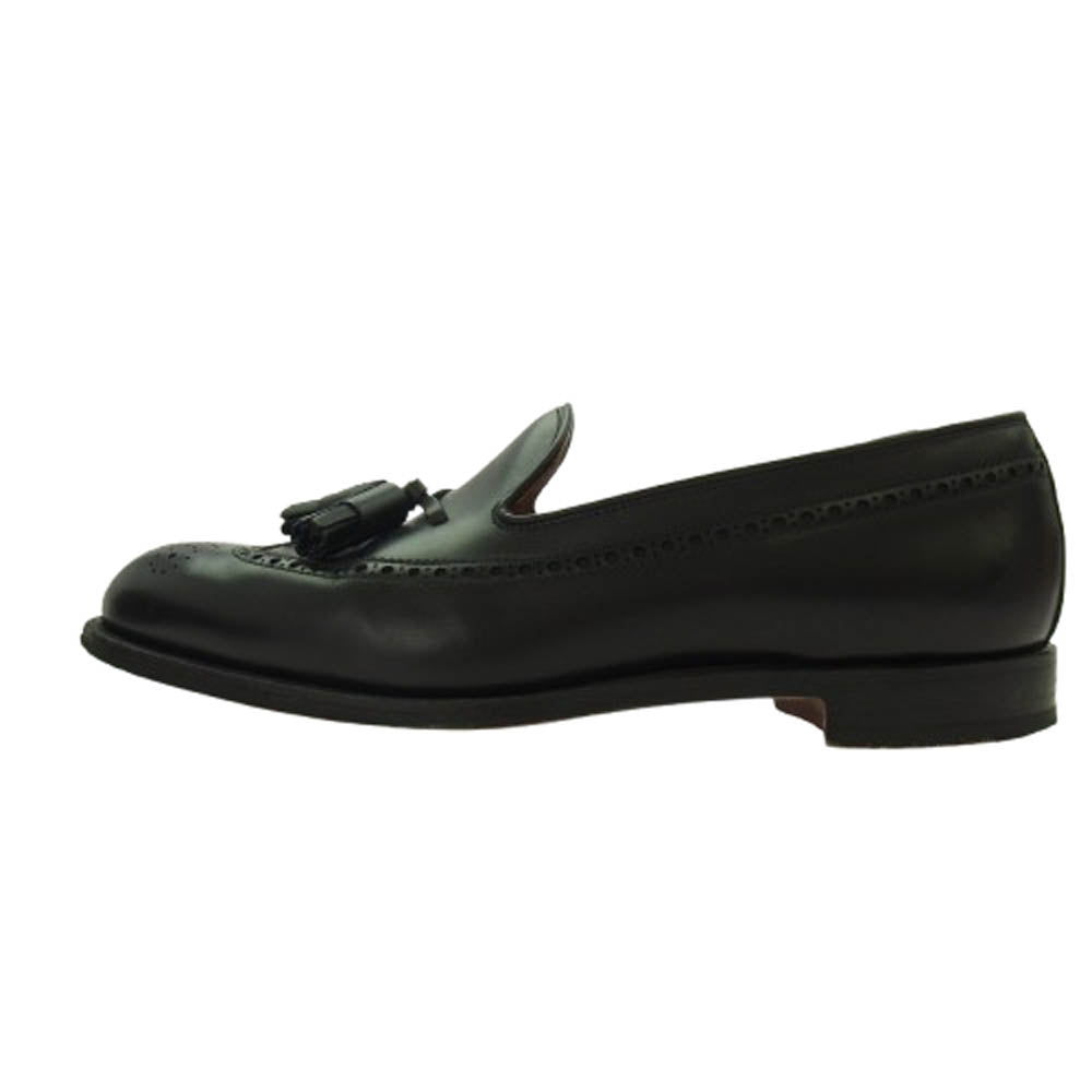CROCKETT&JONES クロケットアンドジョーンズ 26347 CHESTER チェスター ウィングチップ タッセル レザー ローファー ブラック系 6.5【中古】