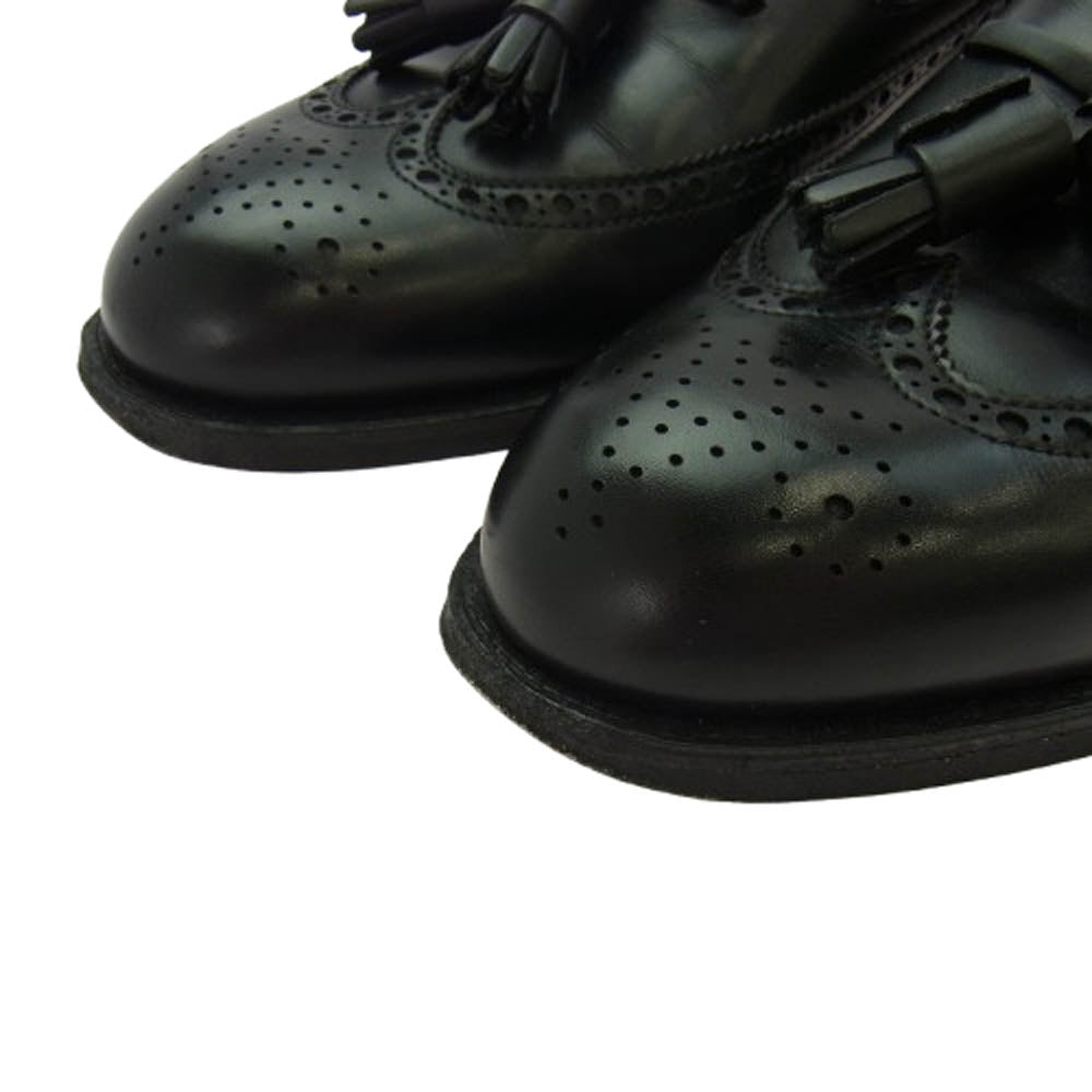 CROCKETT&JONES クロケットアンドジョーンズ 26347 CHESTER チェスター ウィングチップ タッセル レザー ローファー ブラック系 6.5【中古】