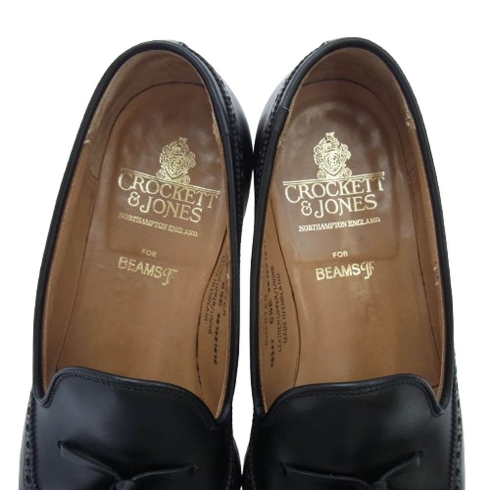 CROCKETT&JONES クロケットアンドジョーンズ 26347 CHESTER チェスター ウィングチップ タッセル レザー ローファー ブラック系 6.5【中古】