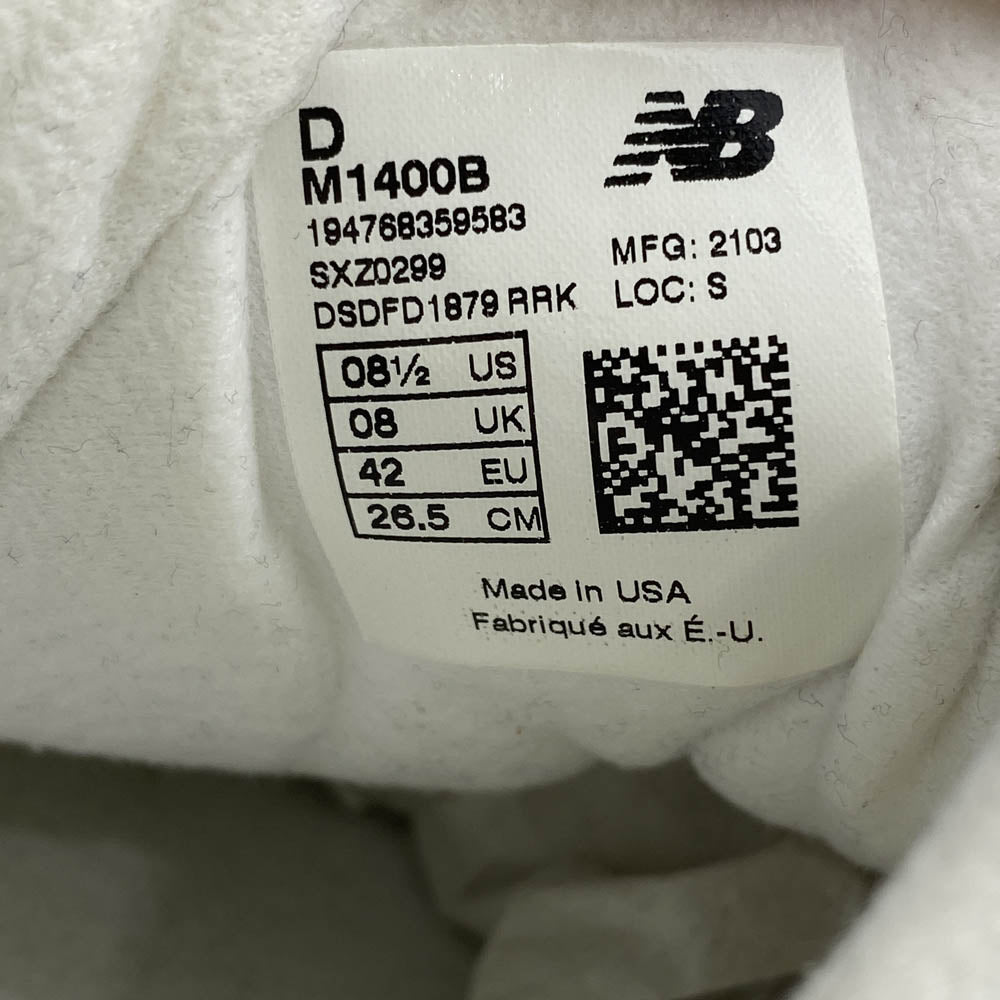 NEW BALANCE ニューバランス M1400B USA製 レザー スニーカー ホワイト系 26.5cm【中古】