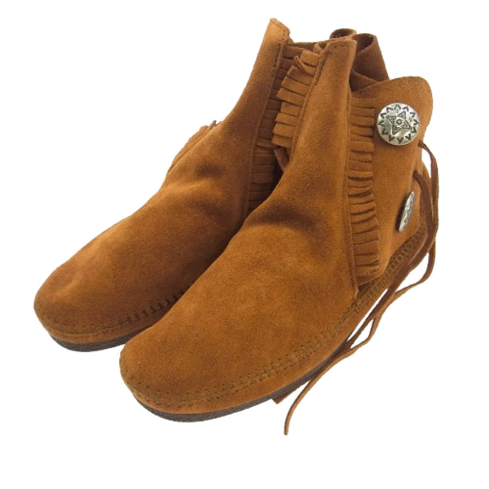 ミネトンカ 842 メンズ コンチョ付き スエード ショートブーツ ブラウン系 US8【美品】【中古】