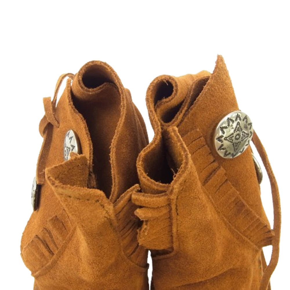 ミネトンカ 842 メンズ コンチョ付き スエード ショートブーツ ブラウン系 US8【美品】【中古】