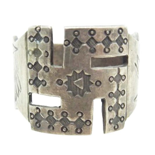 ナバホ族 アーティスト不明 スワスティカ インディアン リング 約22号【中古】