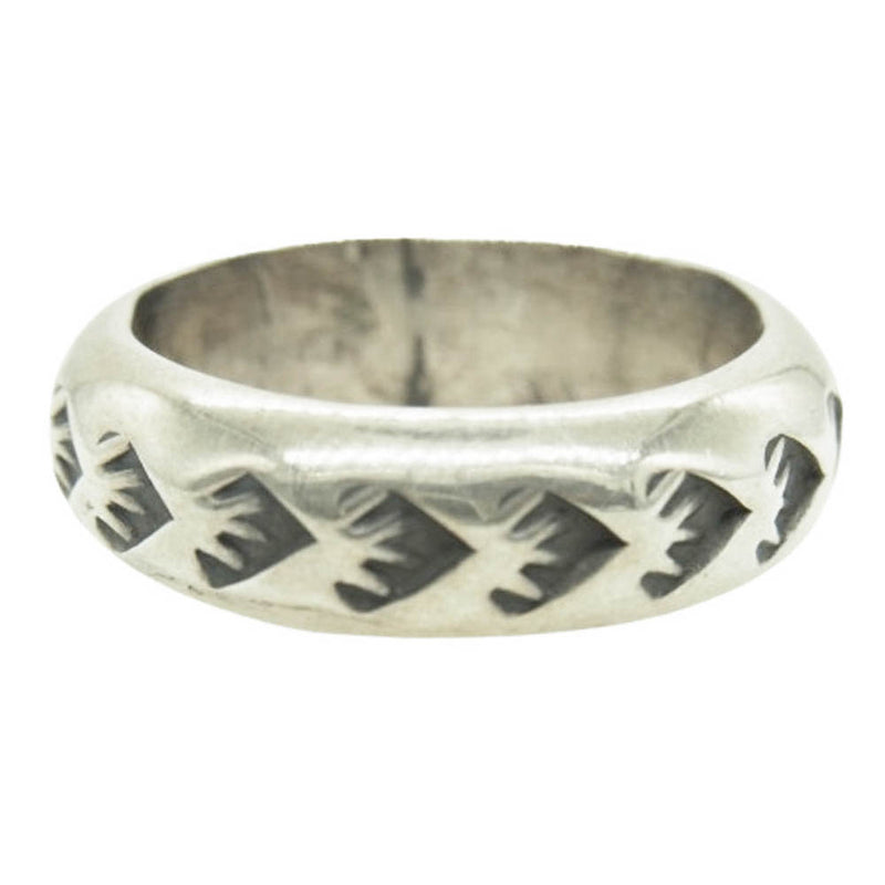 ナバホ族 Sunshine Reeves サンシャインリーブス スタンプワーク リング シルバー系 約16号【中古】