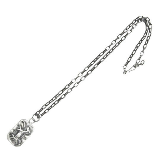 ナバホ族 アーティスト不明 Whirling Log Horse ワーリングログ ホース ドッグタグ ペンダント【中古】