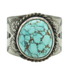 ナバホ族 Arnold Goodluck アーノルドグッドラック ターコイズ スタンプワーク リング シルバー系 約16.5号【中古】