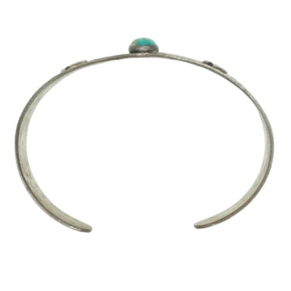 ナバホ族 アーティスト不明 Whirling Log Turquoise ワーリングログ ターコイズ バングル コインシルバー シルバー系【中古】
