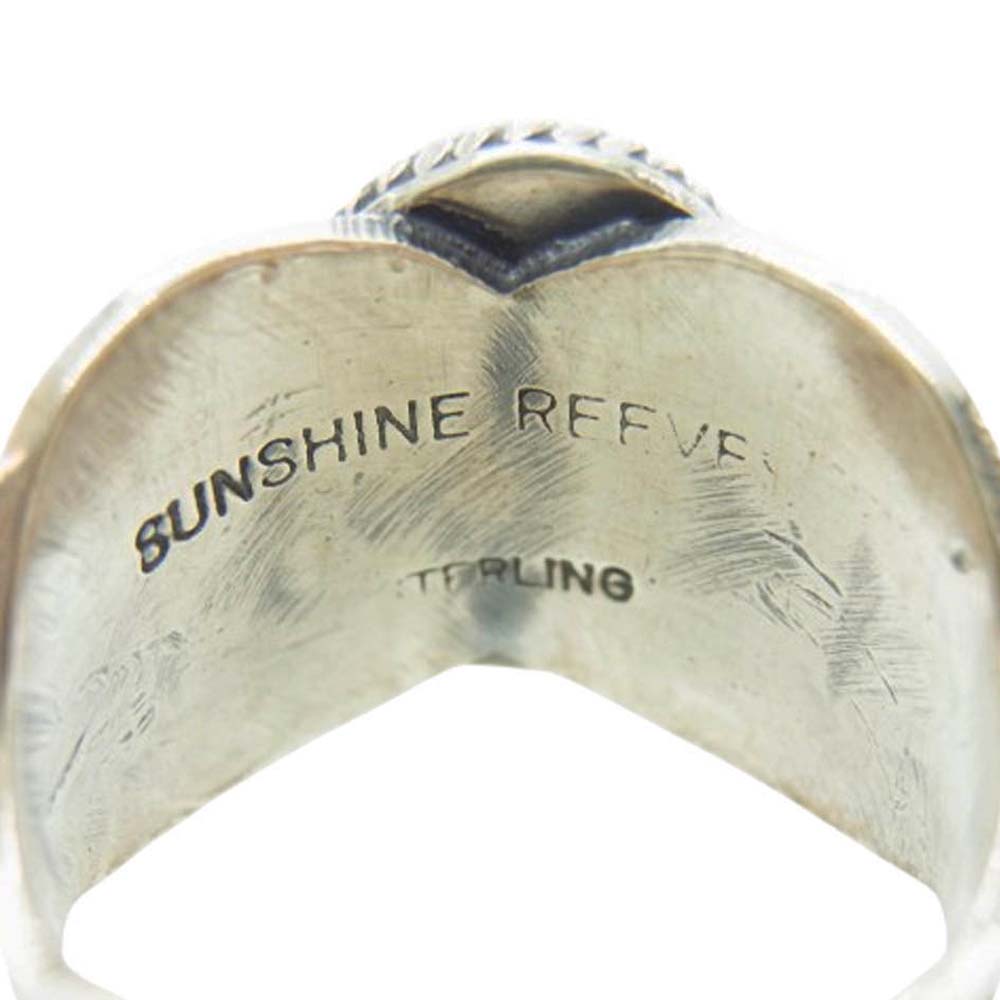 ナバホ族 Sunshine Reeves サンシャインリーブス ターコイズ スタンプワーク リング シルバー系 約20.5号【中古】