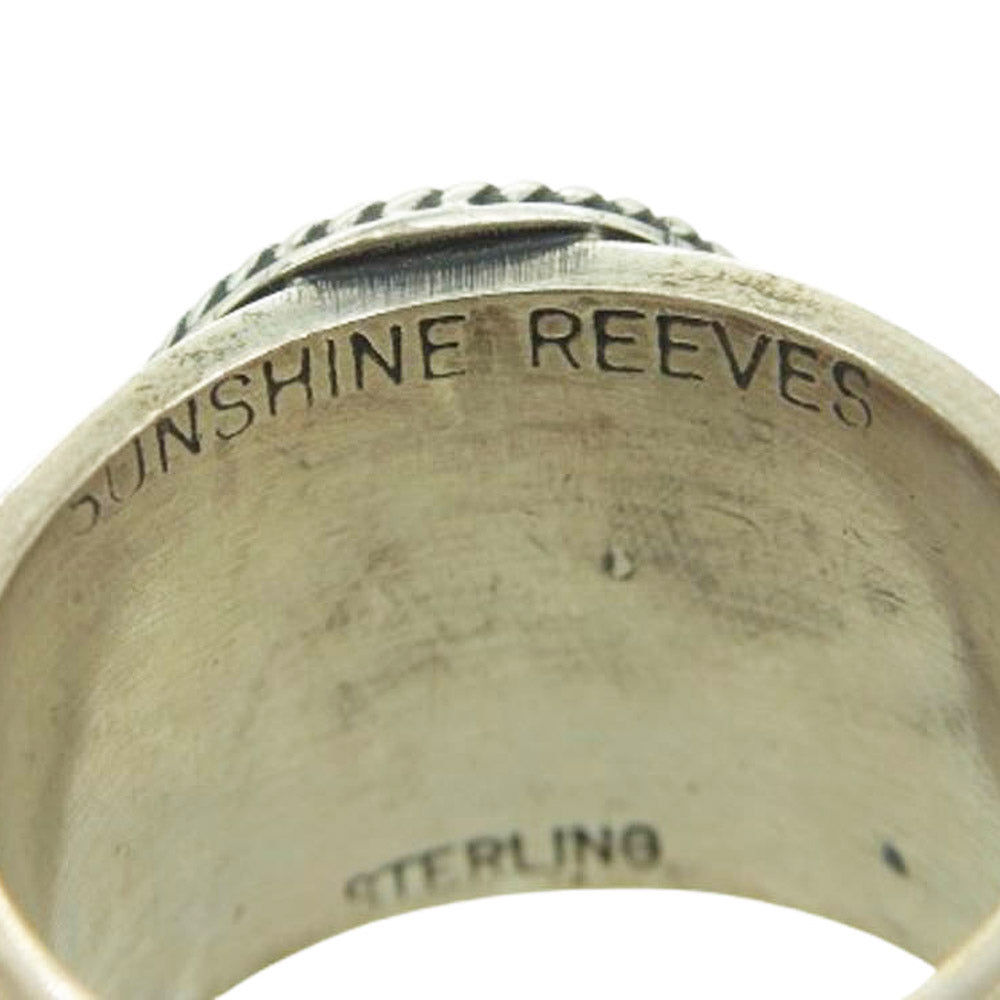 ナバホ族 Sunshine Reeves サンシャインリーブス ターコイズ スタンプワーク リング シルバー系 約17号【中古】