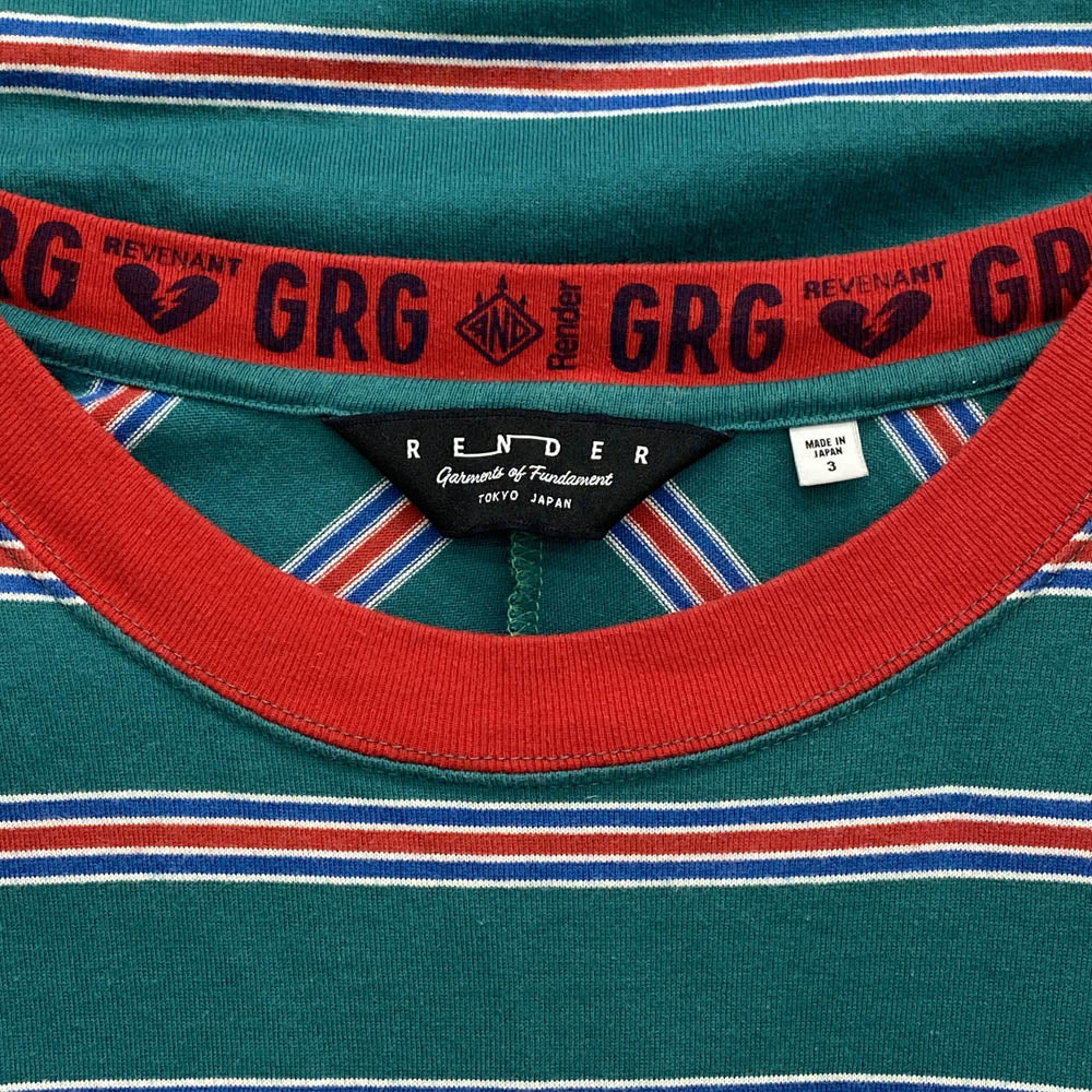 レンダー Revenant Border Tee レンダー ボーダー 半袖 Tシャツ グリーン系 3【中古】