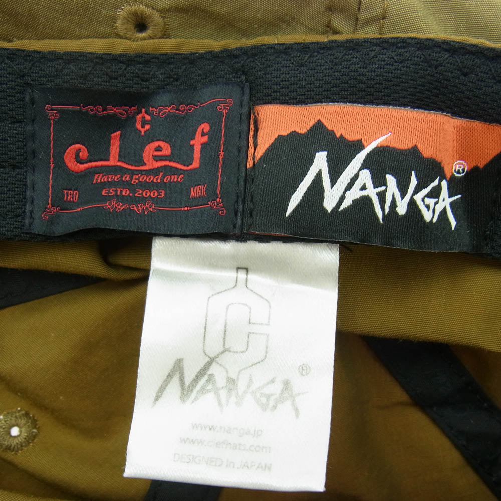 NANGA ナンガ × Clef クレ 30th Aniv. B.CAP ロゴパッチ 刺繍 キャップ 帽子 ブラウン系【中古】