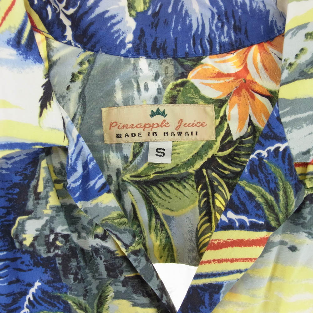 パイナップルジュース MADE IN Hawaii ハワイ製 レーヨン 100% 半袖 アロハ シャツ ハワイアン シャツ マルチカラー系 S【中古】