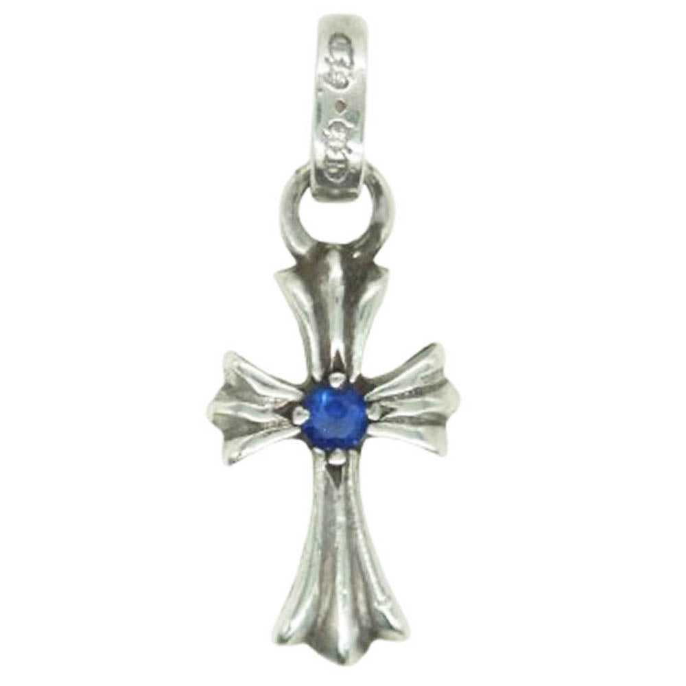 CHROME HEARTS クロムハーツ（原本無） CRS BBYFAT SAP ベイビーファット チャーム 両面サファイア クロス ペンダントトップ シルバー系【中古】