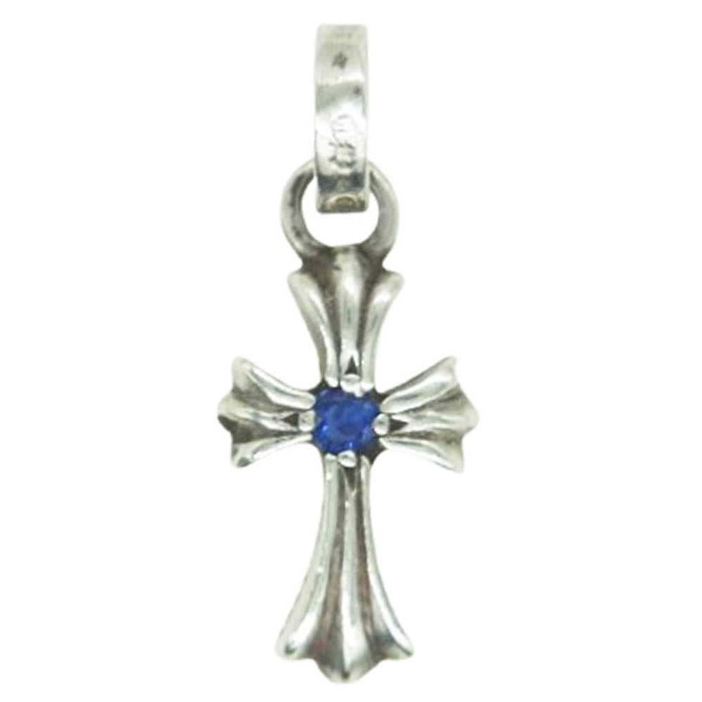 CHROME HEARTS クロムハーツ（原本無） CRS BBYFAT SAP ベイビーファット チャーム 両面サファイア クロス ペンダントトップ シルバー系【中古】