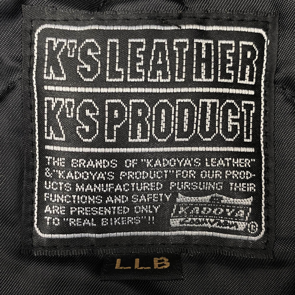 KADOYA カドヤ KVXMVS2-21 k's leather シングル ライダースジャケット キルトライナー付 ブラック系 LLB【中古】