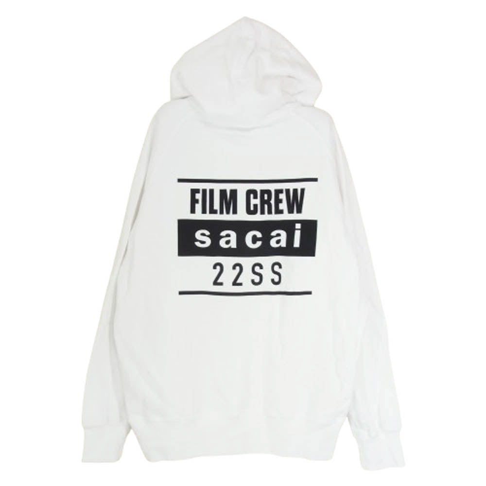 Sacai サカイ 22SS 22-0401S FILM CREW バックプリント プルオーバー パーカー スウェット フーディー ホワイト系 1【中古】