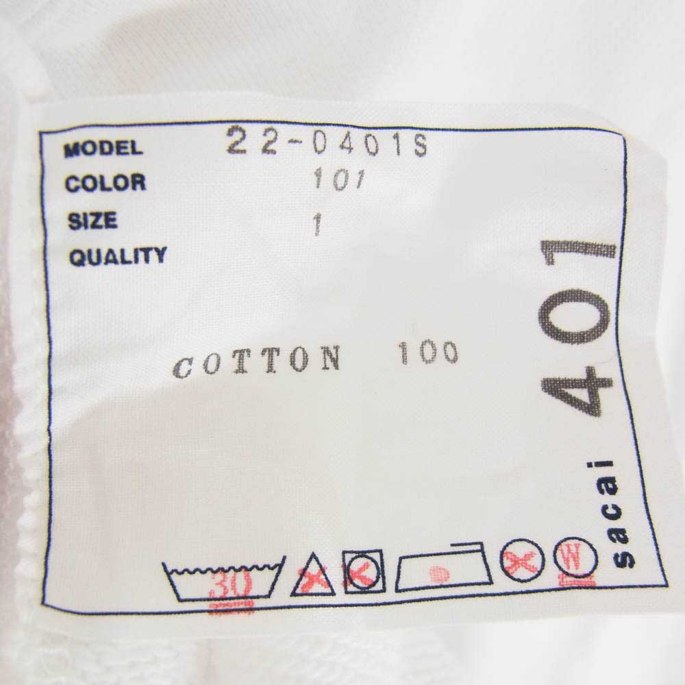 Sacai サカイ 22SS 22-0401S FILM CREW バックプリント プルオーバー パーカー スウェット フーディー ホワイト系 1【中古】