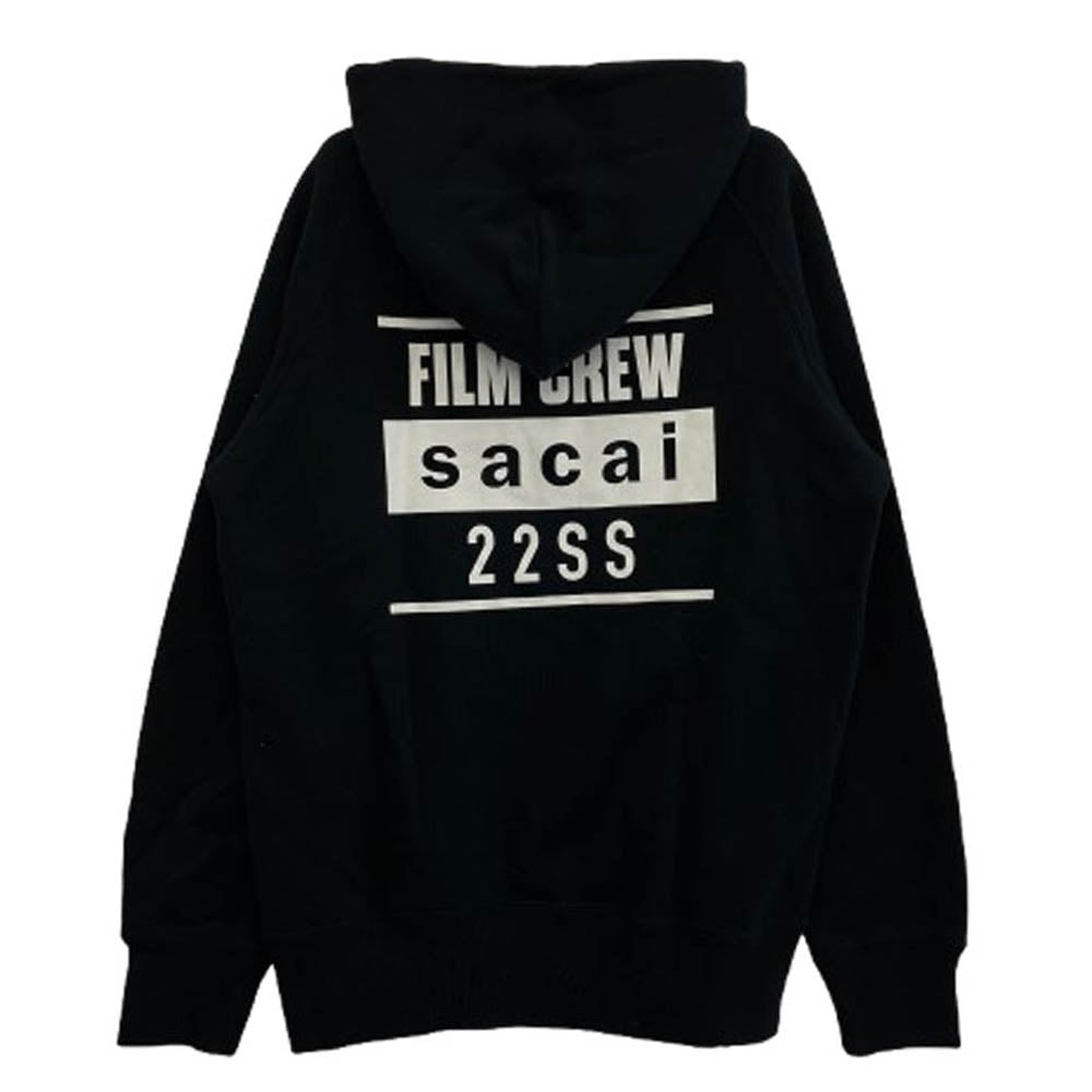 Sacai サカイ 22SS 22-0401S FILM CREW バックプリント プルオーバー パーカー スウェット フーディー ブラック ブラック系 1【中古】