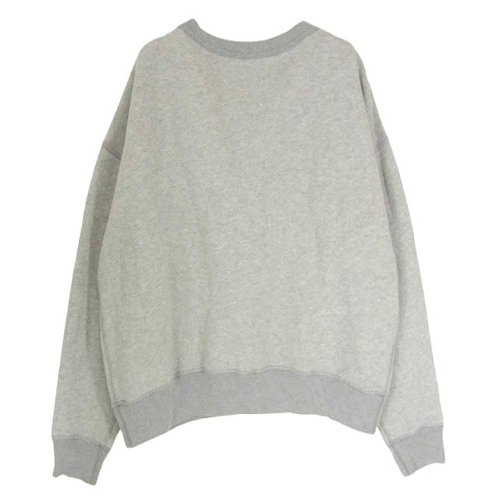 MAISON MARGIELA メゾンマルジェラ S51GU0130 四つタグ SWEATSHIRT 前V ペンシルロゴ ショート丈 クロップド スウェットシャツ トレーナー グレー系 S【中古】