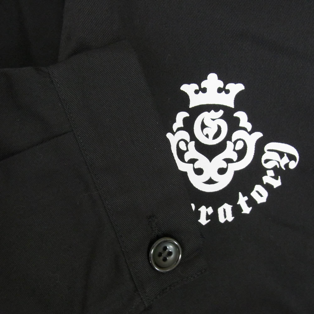 GABOR ガボール COVERALLS LONG SLEEVES Gクラウンロゴ バックプリント カバーオール シャツ ジャケット ブラック系 M【新古品】【未使用】【中古】