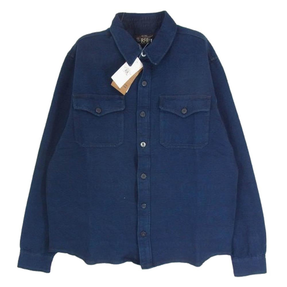 RRL ダブルアールエル MNRRKNI16820166 ガーンジ― パターン ジャカード ワークシャツ ネイビー系 M【極上美品】【中古】