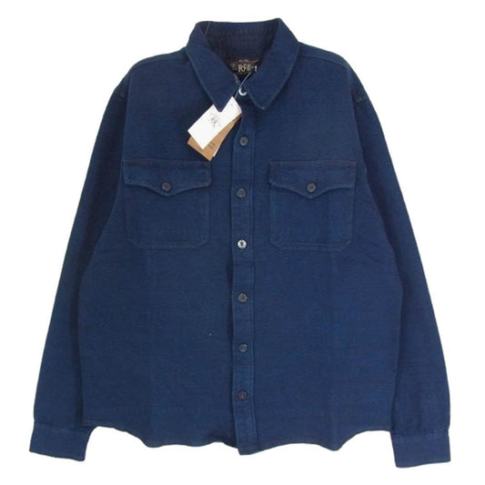 RRL ダブルアールエル MNRRKNI16820166 ガーンジ― パターン ジャカード ワークシャツ ネイビー系 M【極上美品】【中古】