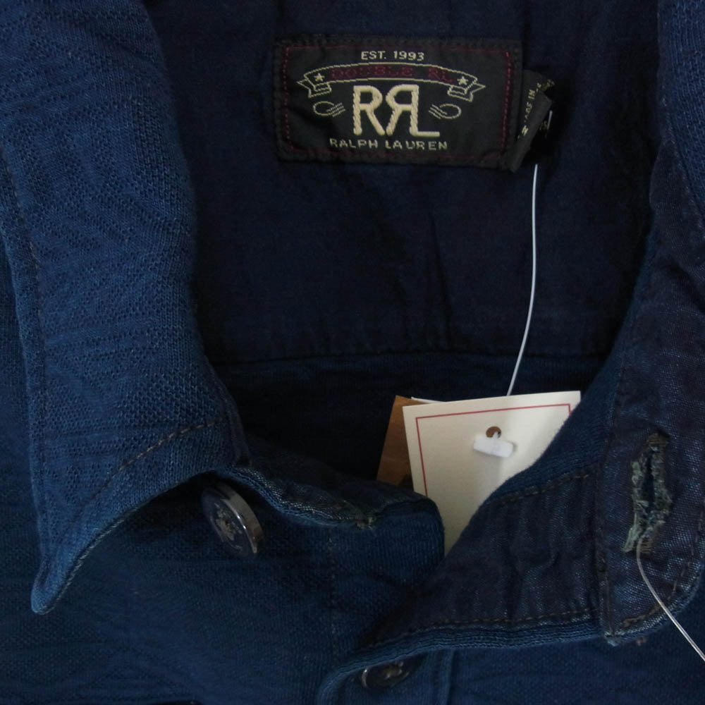 RRL ダブルアールエル MNRRKNI16820166 ガーンジ― パターン ジャカード ワークシャツ ネイビー系 M【極上美品】【中古】